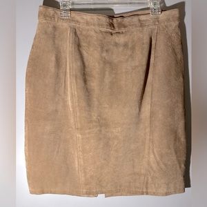 Chia Skirt Tan Leather Suede Midi Size 18 NWOT